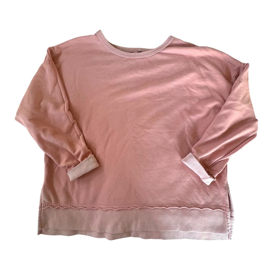 BUFFALO David Bitten Dusty Rose Hem Sweatshirt Pink Coquette Cottage Cozy Soft L